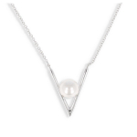 Les Tr&eacute;sors De Lily [Q4601] - h&otilde;bedane kaelakee  Perla  h&otilde;bevalge (roodiumiga kaetud) - 17x14 mm valge