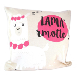 Les Tr&eacute;sors De Lily [Q0687] - puuvillane padjakate 'Lama Mania' beež roosa (Lama'rmotte) - 40x40 cm beež