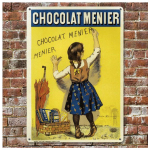 Les Tr&eacute;sors De Lily [Q9191] - Plaque m&eacute;tal r&eacute;tro 'Chocolat Menier' jaune bleu - 20x15 cm kollane