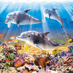 T&auml;ielik 5D-teemantmaaling multifilm delfiinide teemanttikandid ristpistes kodukaunistus K&auml;sitsi valmistatud 60x60cm