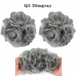 Naiste lainelised lokkis sassis juuksepahmakad s&uuml;nteetilised elastsed juukselipsud pikendusjuuksed Scrunchie juuksepaelad dimgray