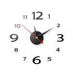 seinakell 3D DIY seinakell peegli kleebis suur kella kleebis Kodukaunistus unikaalne kingitus 1pcs must