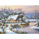 5D isetehtud teemantmaalingu majake lumes Teemanttikandid Ristpistes Kodukaunistus K&auml;sitsi valmistatud kingitused Round 20x30cm