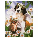 5D DIY Teemantmaaling Kassi ja koera ristpistete komplekt Mosaiik Teemanttikandid Roos T&auml;is&uuml;mmargune/ruudukujuline puur Kodukaunistus Round 20x30cm