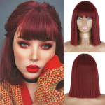 MISSQUEEN punane l&uuml;hike bob parukas koos tukkidega s&uuml;nteetiline parukas vein must roosa oranž sinine naistele igap&auml;evaseks kasutamiseks k&otilde;rge temperatuuriga kiud 12inches&China