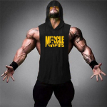 Muscleguys Muscle Guys Kulturismi Stringer Tank Top kapuutsiga Meeste j&otilde;usaali riided Fitness Varrukateta kapuuts Vest Puuvillane Singlets Tankops M must