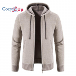 Cozy Up kootud talvejoped kapuutsiga vabaaja meeste fliisist paksendatud mugav kampsun M beež