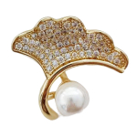 Les Tr&eacute;sors De Lily [R7563] - Disainn&otilde;eltega pross  Sissi  valge kuld - 25x25 mm (Gink. mine Biloba) valge