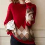 Pullover-kampsun, s&uuml;gis-talv 2022, igap&auml;evane punane sviiter naiste pikkade varrukatega, kaelusega avar kootud kampsun, naiste topp One Size punane