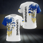 Ukraina Meeste T-s&auml;rgid Ukraina lipuga s&auml;rk 3D-tr&uuml;kiga O-kaelusega Suured l&uuml;hikesed varrukad Jersey Mood Meester&otilde;ivad T&auml;navar&otilde;ivad M