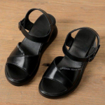 Suures suuruses naiste sandaalid, paksu talla kaldega kontsaga libisemiskindlad naiste sandaalid 35 must