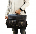 Ehtsast kitsemust nahast retro s&uuml;learvuti kott Messenger Satchel &otilde;lakott 11 x 15 x 5 in