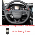 K&auml;sitsi &otilde;mmeldud auto rooliratta kattekile Ford Focuse jaoks (RS | ST | ST-Line) 2015-2018 Kuga (ST-Line) Ecosport (ST-Line) No Shift paddleBlack
