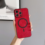 Vintage magnetiline nahast muster Magsafe'i &uuml;mbrisele iPhone'i jaoks 14 13 12 11 Pro Max Plus Xr Xs X 8 7 Retro juhtmevaba laadimisfond For iPhone 7Plus punane