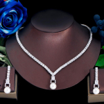 CMM l&auml;ikiv kuubikujuline tsirkoon pruudi pulmakunstlik p&auml;rlikee k&otilde;rvar&otilde;ngad, peo ehete komplektid naistele h&otilde;be