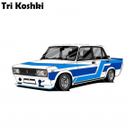 Tri Koshki KCS471 multikas klassikaline sinine VAZ 2105 autokleebis PVC kleebiste kleebis auto kaitseraua s&uuml;learvuti k&uuml;lmiku s&uuml;learvuti seinal 15x6cm -S