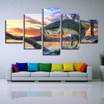 5 paneeli Maastik H&uuml;ppamine Suursuud Bass Kala L&otilde;uend Maalimine J&auml;rve Loomade Plakatid ja Prindid Elutoa Kodukaunistus Ilma raamita 20x35cm*2 20x45cm*2 20x55cm*1