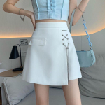 Bandage Ebaregulaarsed l&uuml;hikesed p&uuml;ksid Seelik naistele Suvine k&otilde;rge v&ouml;&ouml;kohaga &otilde;huke A-kujuline miniseelik Moodne korea stiilis r&otilde;ivad suures suuruses S valge