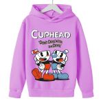 lapsed M&auml;ng Cuphead kapuuts Poiste t&uuml;drukute moe multifilmi dressipluus kevad- ja s&uuml;gismodell Horror Clothes pikkade varrukatega 3-13 a 150 lilla