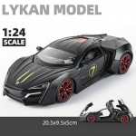1:24 Scale Lykan Hypersport sulamist sportautomudel, Diecasts m&auml;nguasi metallist superauto mudel simulatsiooniheli valgusega kollektsiooni kingitus lastele 1/24-20.5x9.5x5cm roheline