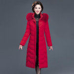 Suured parkad naiste parkad talve naiste karusnahast kaelarihm soe v&auml;lisriided sulemantel soe pikk mantel XXL punane