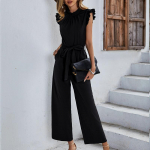 Varrukateta naiste kombinesoonid 2023. aasta lendava varrukaga vabaaja varustus, l&otilde;dva plisseeritud v&ouml;&ouml;ga naiste kombinesoon Elegance 28717 S