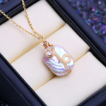 LSOOYH naturaalne magevee suur barokk p&auml;rli ripats Klassikaline kandiline ripats kaelakeed naistele t&uuml;drukule kingitus valge