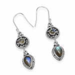 Naturaalsest labradoriidist v&auml;&auml;riskivist 925 sterlingh&otilde;bedast k&auml;sitsi valmistatud rippuvad k&otilde;rvar&otilde;ngad naistele ja t&uuml;drukutele