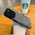 Moodne &uuml;mbris iPhone'ile 14 13 12 11 Pro Max Plus XR XS Max X 7 8 Plus SE 2020 karusnahast nahast objektiivi kaitse&uuml;mbriste kate For iPhone 14 tumehall v&auml;rv