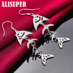 925 Sterling Silver Fish Bone Drop K&otilde;rvar&otilde;ngad Ehted
