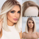 HAIRCUBE Bob Inimjuustest Parukad Ombre Heleblondid Pixie L&otilde;igatud pitsist eesmised parukad naistele K&uuml;lgjaotusega sirge l&auml;bipaistev pitsist parukas