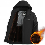 Meeste talvine soe fliisvoodriga &auml;rijope v&auml;litingimustes tuulekindel mitme taskuga kapuutsiga mantel meestele Kapuutsiga Paksud pikad jakid Mood vabaaja Parka L must