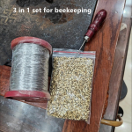 3-&uuml;hes komplekt, 100g mesitaru Copper Eye ja paigaldust&ouml;&ouml;riist, 500g Beehive roostevabast terasest traat k&auml;rgstruktuuri alusraamide jaoks