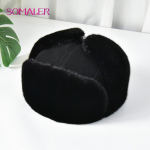 SOMALER ehtsast nahast ja karusnahast talvem&uuml;ts meestele Meeste ehtsast naaritsakarvast k&otilde;rvaklapiga Ushanka pommik&uuml;bar S must