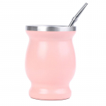 Yerba Mate Cup 304 roostevabast terasest 8 oz Argentina Yerba Mate k&otilde;rvits koos pommidega roosa