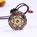 Orgonite kaelakee Metatron Cube vaigust ripats Kosmilise energia keskuse m&auml;rgi ripats kaelakee Magic Hexagram Choker ehted