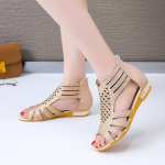 Naiste kingad Sandaalid Suvised madala kontsaga kingad PU-nahast Gladiator Luksuslikud kingad Naiste disainerid 36 beež