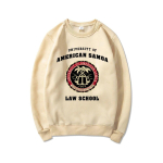American Samoa &Uuml;likooli &Otilde;igusteaduskonna Dressipluus &Uuml;mmarguse Kaelusega Unisex Pulloverid Graafilised Hupparid Naiste T&auml;navamoodi Dressipluusid Topid Unisex 2XL beige