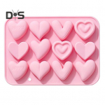 Silikoonvormid 12 linki 6 erineva s&uuml;damekujuga mittenakkuvad kuumakindlad toidukvaliteediga pehmed silikoonvormid &scaron;okolaadi jaoks roosa