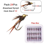 24 tk/karbis Messing Vask Peaga Kiiresti Uppuvad Putukad Forellip&uuml;&uuml;gi S&ouml;&ouml;t 24Pcs-Size 10