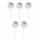 3/5/12 tk Club Disco Ball Cupcake Toppers Retro tantsupeo tarvikud Tordi kaunistamiseks S&uuml;nnip&auml;eva teema 4cm 5pcs