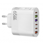 Laadimispea, mitme liidesega 3USB ja 3-t&uuml;&uuml;pi c kiirlaadija, kaasaskantav EU-pistikupesaga telefonilaadija kodukontori reisimiseks EU Plug valge