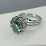 SACEGEMS GRA sertifitseeritud D v&auml;rviga 3&ndash;5 katine moissanite s&otilde;rmus 925 naela h&otilde;betatud 18 k valge kullaga s&otilde;rmustega naistele peened ehted 5 3ct roheline