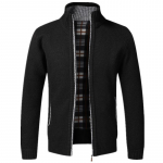 S&uuml;gistalvine uus meeste jope Slim Fit Stand krae T&otilde;mblukuga jope Meeste t&auml;ispuuvillane paks soe kampsun M must