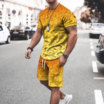 Suvemood, 2-osaline meeste komplekt, spordidressid, vabaaja l&uuml;hikeste varrukatega, 3D-prindiga T-s&auml;rk + l&uuml;hikesed p&uuml;ksid, p&uuml;ksid, &uuml;likonnad, meeste riided, riietus L