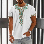 Retro Meeste suvine T-s&auml;rk 3D Geomeetrilise Prindiga Top Plus Size Ts&auml;rk etnilise stiiliga Meeste riided O-kaelusega l&uuml;hikeste varrukatega t&auml;navariided S
