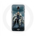 &Uuml;mbris Samsung Galaxy J7 2017 Vikings Series 6. hooaja jaoks. Ragnar Lothbroki logo V Sword Grey Broui taust