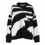 Gooti stiilis naiste kampsun Moh&auml;&auml;r Must-valge Mosaiik Kootud Pullover Lahtine ja pehme džemper High Street S&uuml;gistalvine vabaaja topp S must