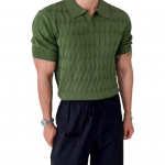 Meeste Suvine &Uuml;laosa Allap&ouml;&ouml;ratud Krae V-kaelus Žakaarmustriline Kootud &Uuml;hev&auml;rviline L&uuml;hikeste Varrukatega Vaba Veniv Ametlik &Auml;ristiil Keskmise Pikkusega Meeste Igap&auml;evane S&auml;rk 3XL must