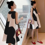 Elegantne kleit Naiste &uuml;lisuur kleit Kevadsuvi Uued Korea moodsed vabad vabaajakleidid M must